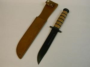 NEW ITEM ! USMC FIGHTING KNIVE WITH LEATHER SCABBARD