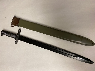 SPRINGFIELD / GARAND WWII 16" BAYONET WITH REFURBISHED SCABBARD.