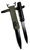 FN FAL TUBULAR BAYONET WITH SCABBARD AND O.D. CANVAS FROG.