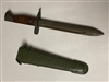 ITALIAN ARMY COMBAT KNIFE WITH LEATHER SCABBARD.