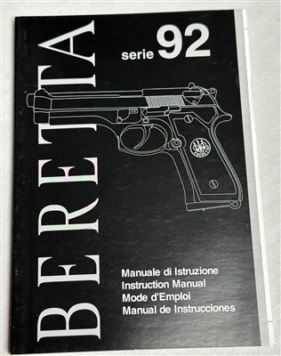 BERETTA SERIE 92 PISTOLS INSTRUCTION MANUAL.