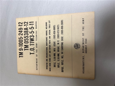 M16 M16A1 TECHNICAL MANUAL  DATED 1968.