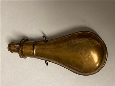 BLACK GUN POWDER PLAIN BRASS FLASK.