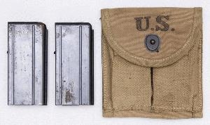 M1 CARBINE STOCK POUCH WITH 2 USED 15 ROUND MAGAZINES