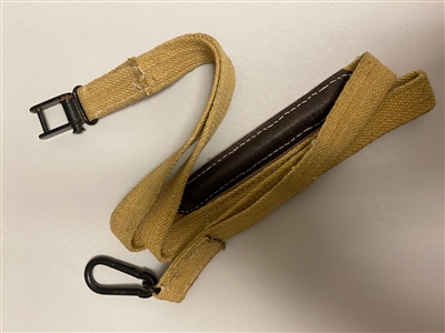 MG42 WWII KHAKI CANVAS SLING WITH LEATHER.