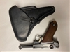 P08 BLACK LEATHER HOLSTER WITH LOADING TOOL.