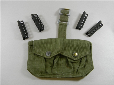 ENFIELD RIFLE AMMO POUCH O.D. COLOR WITH (4) STRIPPER CLIPS