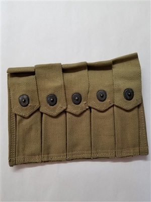 ORIGINAL US GI WWII KHAKI 5 POCKET MAGAZINE POUCH MARKED "US"