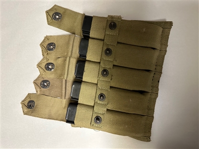 US GI WWII THOMPSON 5-20 RD SEYMOUR MAGAZINES SET WITH POUCH.