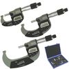 0-3" Digital Outside Micrometer Electronic Hybrid LCD Display and Vernier w/ IP65 Dust/Water Protection, 3 Piece Set