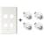 BNC Connector Wall Plate Kit, 4 Port White Wall Plate, 4 BNC Inserts