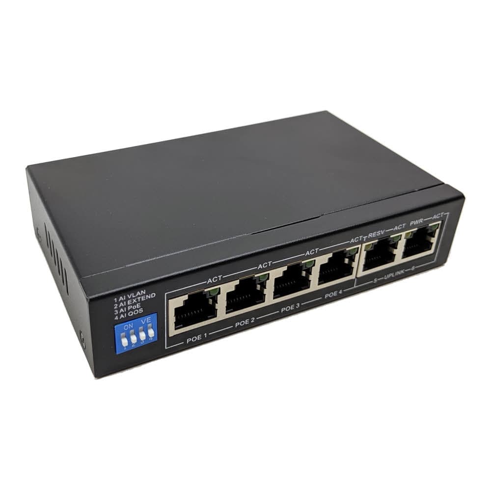 POE-SW54 IP Camera PoE Switch, 4 Port Power Over Ethernet, 802.11af