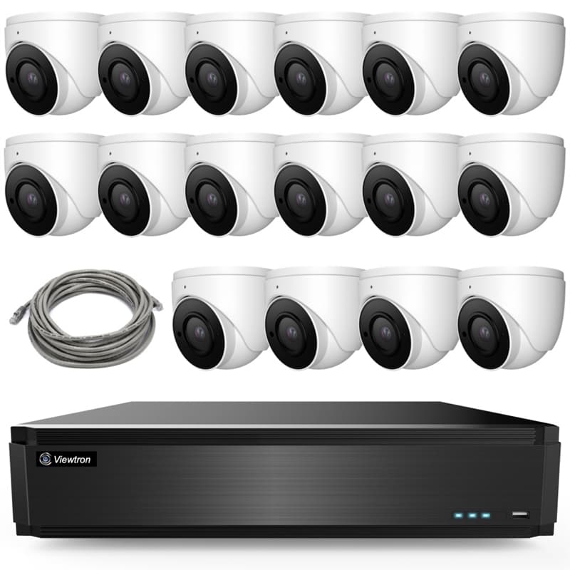 32 Channel NVR System w/ 16 Dome IP Cameras, Infrared, AI Software