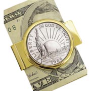 1986 Statue of Liberty Commemorative Half Dollar Coin in Goldtone Money Clip Coin Jewelry