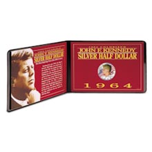 Colorized John F. Kennedy Silver Half Dollar In Handsome Portfolio
