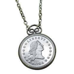 1794 Stella Flowing Hair Dollar Replica Coin in Antique Silver Pendant Coin Jewelry