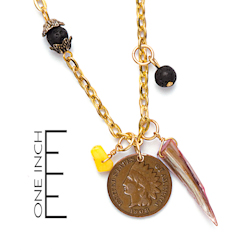 Dome Indian Head Cent and Natural Stone Pendant