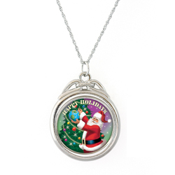 Happy Holidays Colorized JFK Half Dollar Spinner Pendant