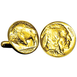 Gold-Layered Buffalo Nickel Cufflinks