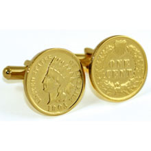 24K Gold Layered Indian Head Coin Cuff Links