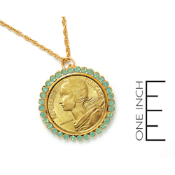 French Coin Pendant with Opal-Pacific Crystals