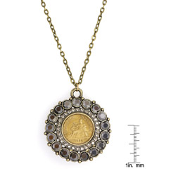 French One Franc Coin Smokey Crystal Pendant