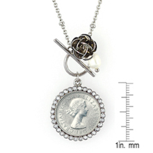 Lucky British Sixpence and Rose Toggle Pendant