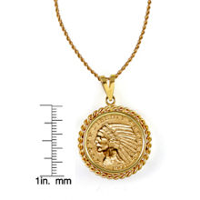 $5 Indian Head Gold Piece Half Eagle Coin in 14k Gold Rope Bezel