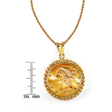$10 Liberty Gold Piece Eagle Coin in 14k Gold Rope Bezel