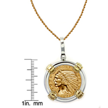 $5 Indian Head Gold Piece Half Eagle Coin in Sterling Silver & 14k Gold Bezel