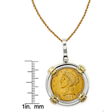 $5 Liberty Gold Piece Half Eagle Coin in Sterling Silver & 14k Gold Bezel