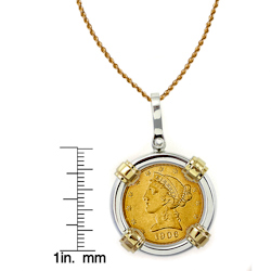 $5 Liberty Gold Piece Half Eagle Coin in Sterling Silver & 14k Gold Bezel