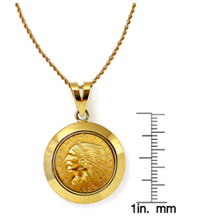 $2.50 Indian Head Gold Piece Quarter Eagle Coin in 14k Dome Shape Bezel