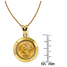 $2.50 Liberty Gold Piece Quarter Eagle Coin in 14k Dome Shape Bezel