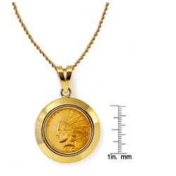 $10 Indian Head Gold Piece Eagle Coin in 14k Dome Shape Bezel