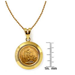 French 20 Franc Lucky Angel Gold Piece Coin in 14k Dome Shape Bezel