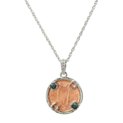 Lucky Irish Penny Silvertone Circle Pendant