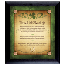 Three Irish Blessings with 4 Lucky Irish Pennies Wall Frame