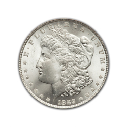 1889CC Morgan Silver Dollar in Fine Condition (F15) Graded by AACGS