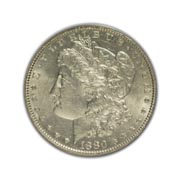 1880P Morgan Silver Dollar in Uncirculated Condition (MS62) Graded by AACGS