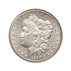 1890CC Morgan Silver Dollar in Uncirculated Condition (MS62) Graded by AACGS