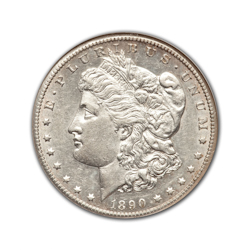 1890P Morgan Silver Dollar in Uncirculated Condition (MS62) Graded by AACGS
