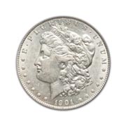 1901P Morgan Silver Dollar in Uncirculated Condition (MS62) Graded by AACGS
