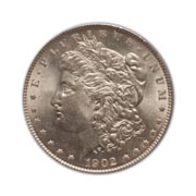 1902O Morgan Silver Dollar in Uncirculated Condition (MS62) Graded by AACGS