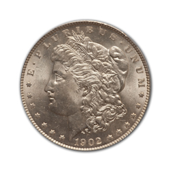 1902S Morgan Silver Dollar in Uncirculated Condition (MS62) Graded by AACGS