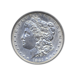 1881O Morgan Silver Dollar in Extra Fine Condition (XF40) Graded by AACGS