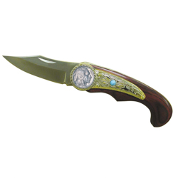 Buffalo Nickel Decorative Wood Handle Knife