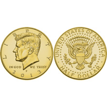 2013 50th Golden Anniversary JFK Half Dollar Layered in Pure Gold