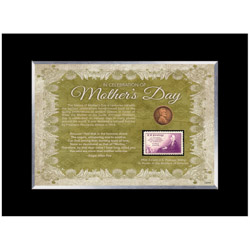 Mother's Day Celebration Frame with Stamp and Coin