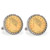 Gold-Layered Liberty Nickel Silvertone Rope Bezel Cuff Links